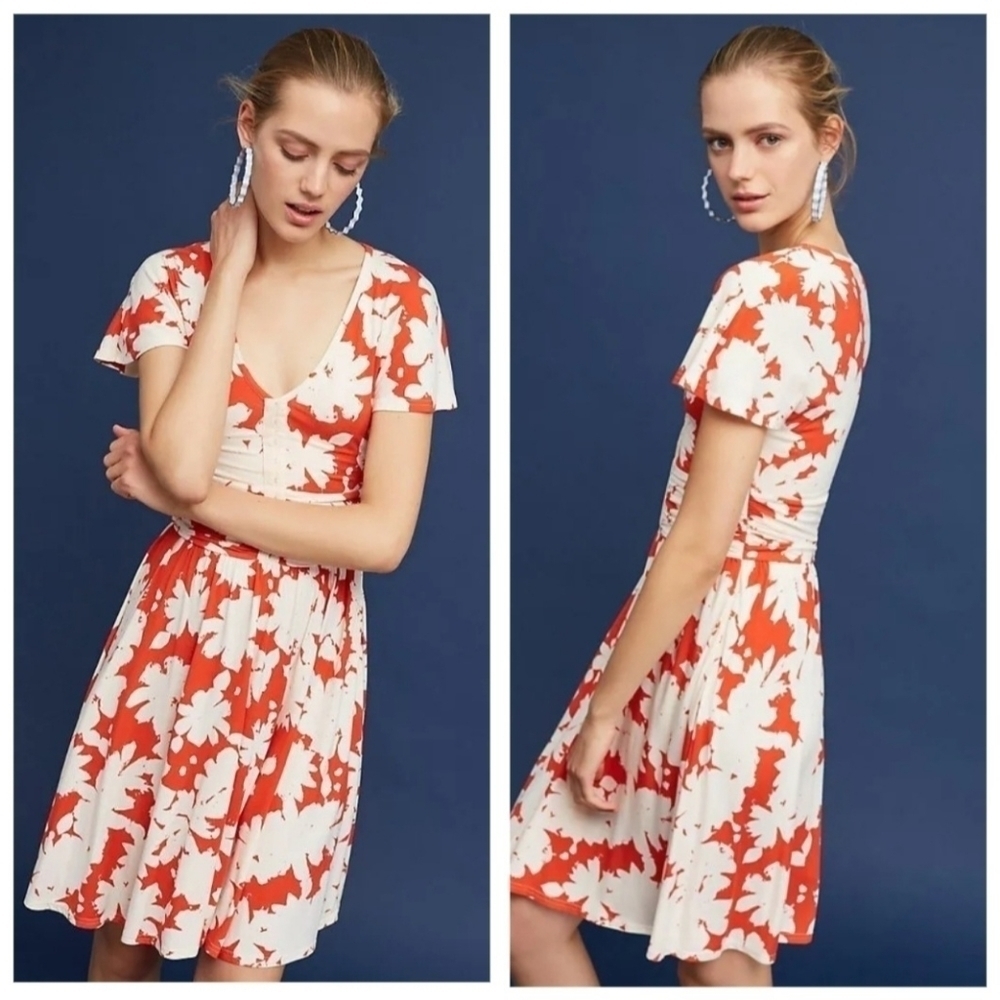ANTHROPOLOGIE Maeve Summer Breeze Floral Jersey Knit Dress Women's Size XS